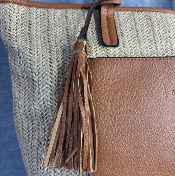 London Fog Alisa Jute Straw Tote Handbag - Picture 7 of 14